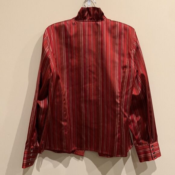 Talbots Striped Ruffled Blouse - Picture 4 of 11